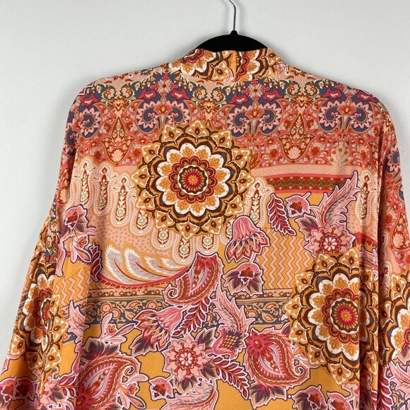 Knox Rose Boho Kimono Cardigan Size 2X / 3X Floral Multicolor Open Front - Picture 8 of 10